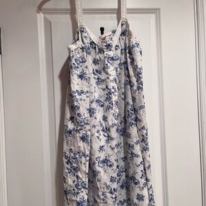 Vintage Victoria Secret Country Cotton White Lace Trim Chemise Nightgown Small